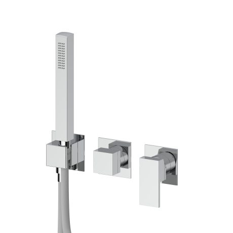 QUADRO EXTERNAL SET FOR WALL 2 WAYS SHOWER MIXER WITH FLEXIBLE HOSE AND HAND SHOWER