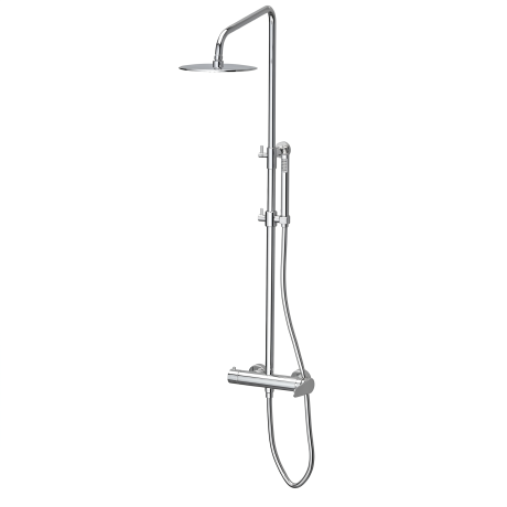 Indy Telescopic Round Shower Column With  Mixer 2 Ways Diverter Satinless Steel Accessories and Shower Head