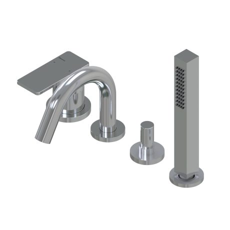 Glitter Deck mounted bath group - single lever mixer with two outlets with automatic diverter spout/hand shower 25,4x25,4mm brass hand shower with 1.800mm flexible hose