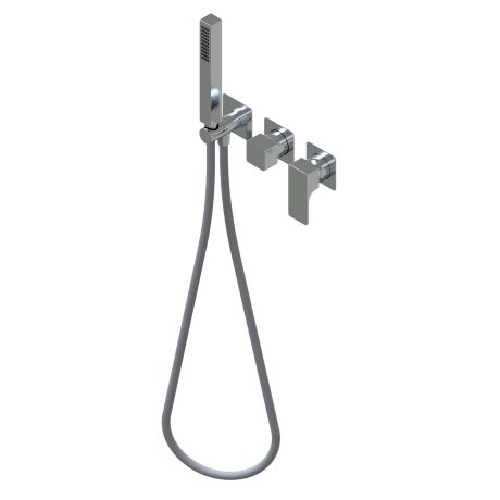 Glitter Outer parts for built-in single lever bath/shower mixer, two/three ways with rotative diverter - 25,4x25,4mm brass hand shower with 1.500mm flexible hose