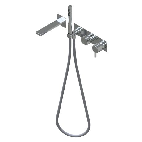 Haptic Outer parts for built-in single lever bath mixer, two/three ways with rotative diverter - spout L=179mm external plate Ø24mm brass hand shower with 1.500mm flexible hose