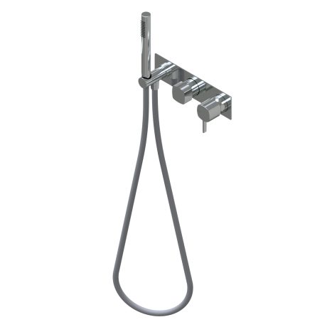 Haptic Outer parts for built-in single lever bath/shower mixer, two/three ways with rotative diverter - external plate Ø24mm brass hand shower with 1.500mm flexible hose