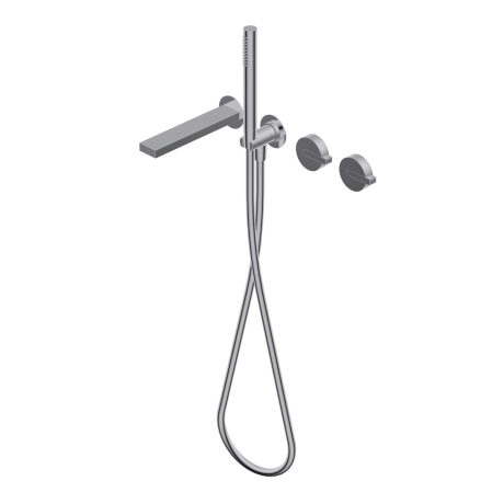 DOT316 Outer parts for built-in single lever bath mixer, two/three ways with rotative diverter and progressive cartridge - spout L=200mm Ø23mm stainless steel hand shower with 1.500mm flexible hose