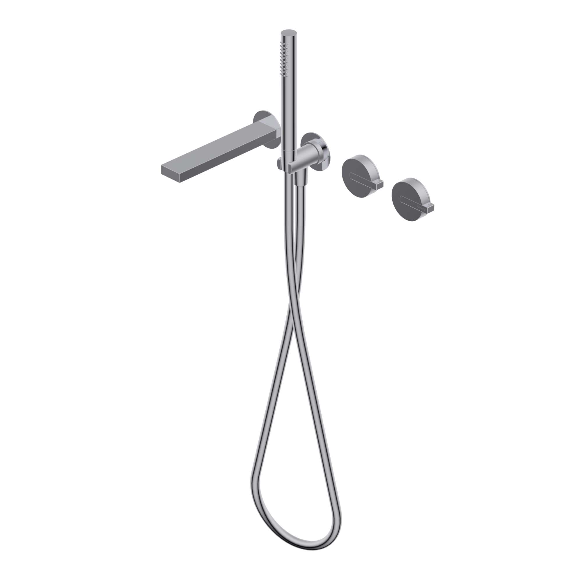 DOT316 Outer parts for built-in single lever bath mixer, two/three ways with rotative diverter and progressive cartridge - spout L=200mm Ø23mm stainless steel hand shower with 1.500mm flexible hose