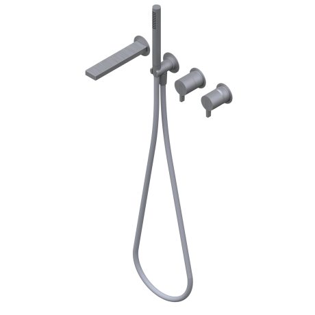 DOT316 Outer parts for built-in single lever bath mixer, two/three ways with rotative diverter - spout Lmax=183mm Ø 23mm stainless steel hand shower with 1.500mm flexible hose