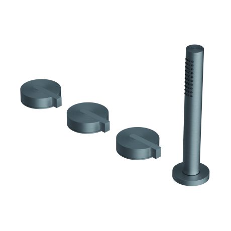 DOT316 Deck mounted bath group - hot/cold control handles two outlets with diverter hand shower/overflow Ø23mm stainless steel hand shower with 1.800mm flexible