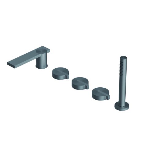 DOT316 Deck mounted bath group - hot/cold control handles two outlets with diverter spout/hand shower Ø23mm stainless steel hand shower with 1.800mm flexible