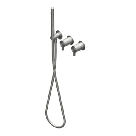 DOT316 Outer parts for built-in single lever bath/shower mixer, two/three ways with rotative diverter - Ø23mm stainless steel hand shower with 1.500mm flexible hose