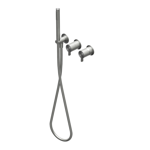 DOT316 Outer parts for built-in single lever bath/shower mixer, two/three ways with rotative diverter - Ø23mm stainless steel hand shower with 1.500mm flexible hose