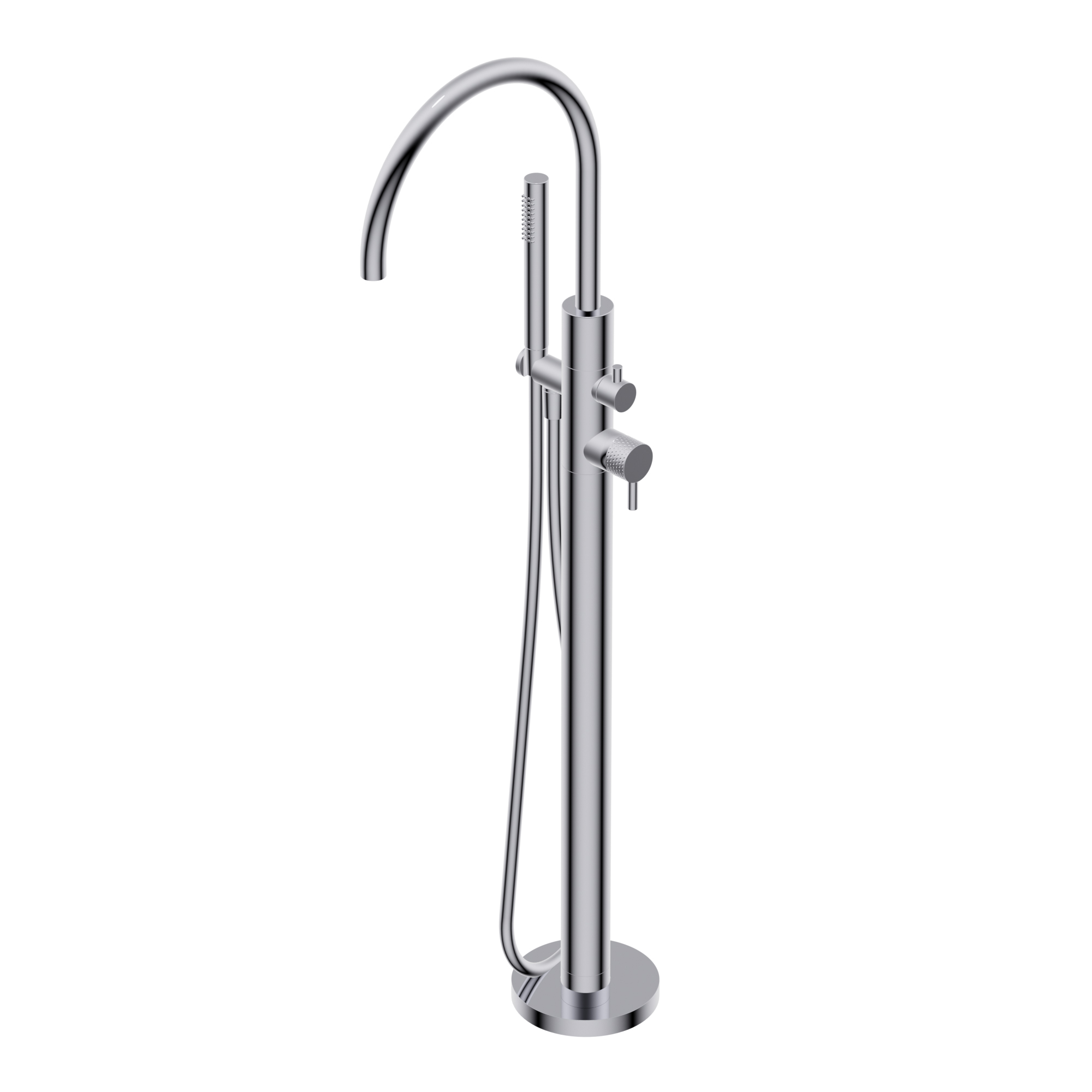 Diametro35 Impronte Outer parts for standing floor bath group - two ways single lever with diverter hand shower/square spout Ø24mm brass hand shower with 1.500mm flexible hose