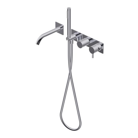 Diametro35 Impronte Outer parts for built-in single lever bath/shower mixer, two/three ways with rotative diverter - spout L=200mm external plate Ø24mm brass hand shower with 1.500mm flexible hose