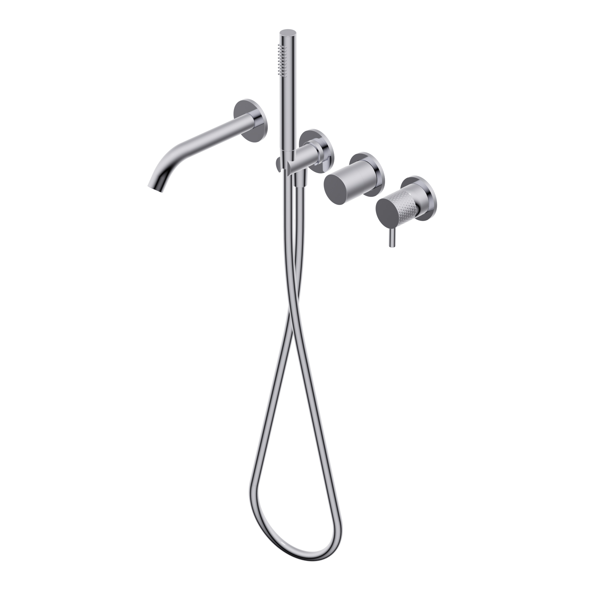Diametro35 Impronte Outer parts for built-in single lever bath/shower mixer, two/three ways with rotative diverter - spout L=200mm Ø24mm brass hand shower with 1.500mm flexible without external plate