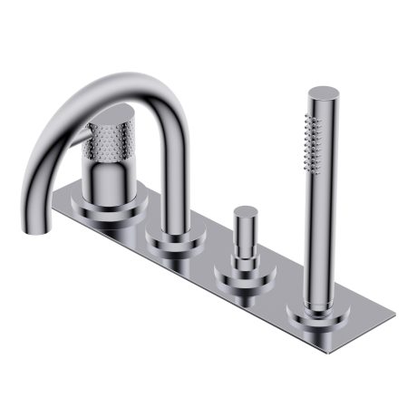 Diametro35 Impronte Deck mounted bath group - single lever mixer with two outlets with automatic diverter spout/hand shower spout H=175mm L=150mm Ø24mm brass hand shower with 1.800mm flexible hose external plate