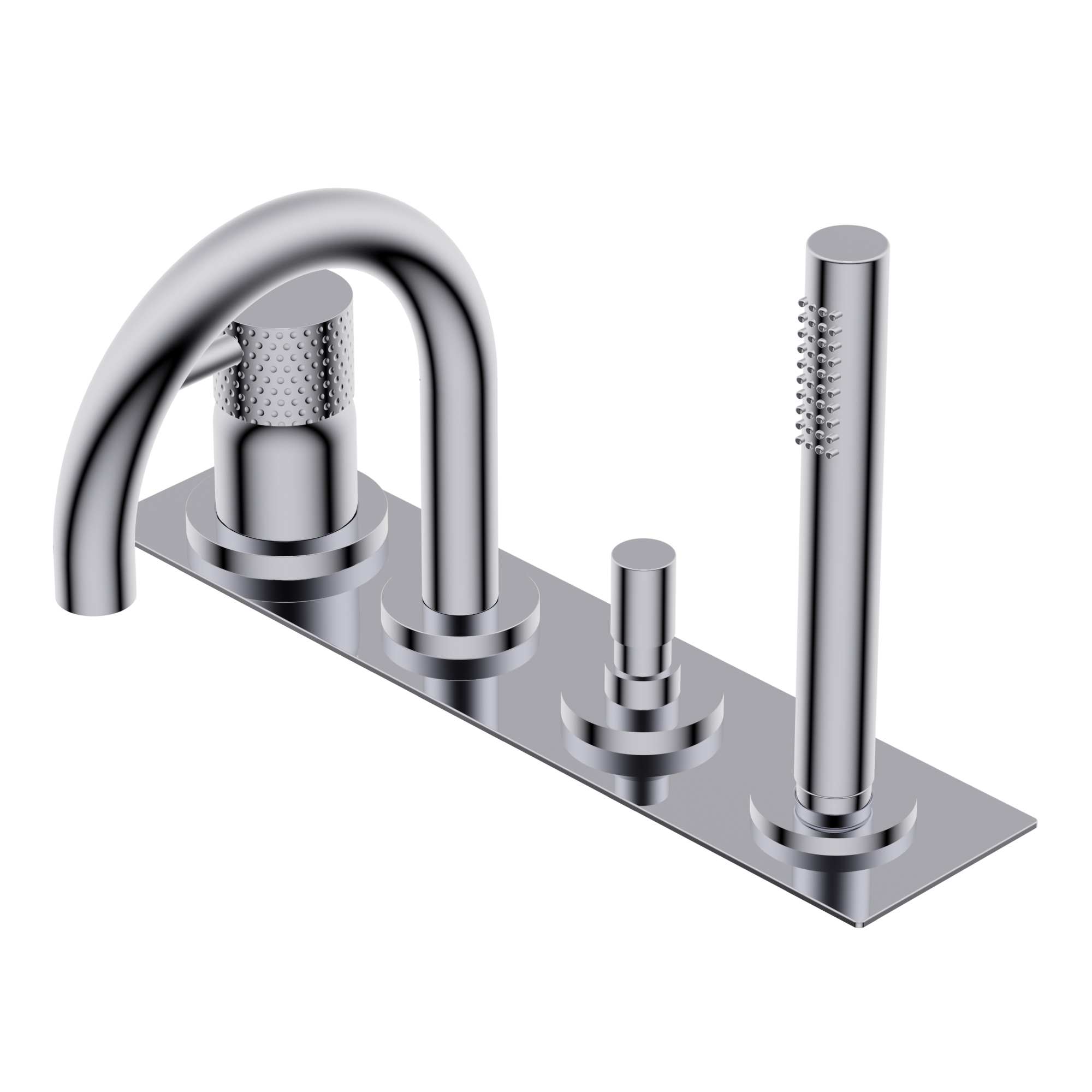 Diametro35 Impronte Deck mounted bath group - single lever mixer with two outlets with automatic diverter spout/hand shower spout H=175mm L=150mm Ø24mm brass hand shower with 1.800mm flexible hose external plate