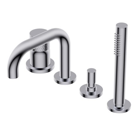 Diametro35 Impronte Deck mounted bath group - single lever mixer with two outlets with automatic diverter square spout/hand shower square spout H=138mm L=150mm Ø24mm brass hand shower with 1.800mm flexible hose