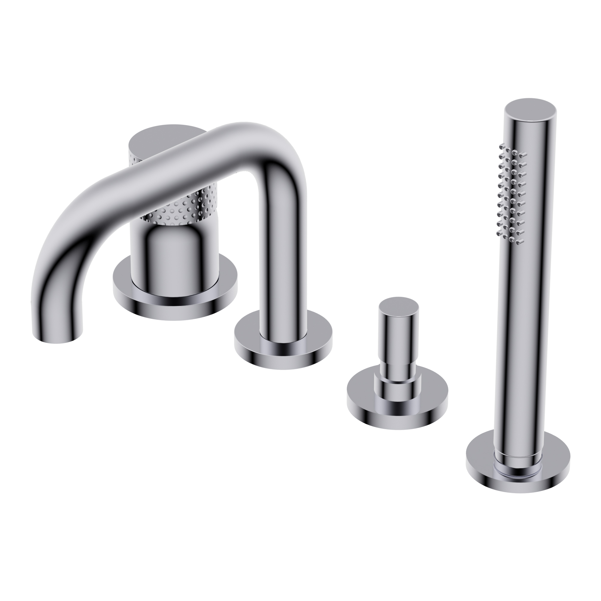 Diametro35 Impronte Deck mounted bath group - single lever mixer with two outlets with automatic diverter square spout/hand shower square spout H=138mm L=150mm Ø24mm brass hand shower with 1.800mm flexible hose