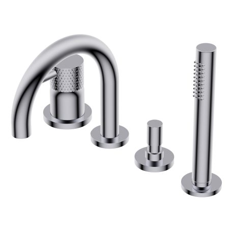 Diametro35 Impronte Deck mounted bath group - single lever mixer with two outlets with automatic diverter spout/hand shower spout H=173mm L=150mm Ø24mm brass hand shower with 1.800mm flexible hose