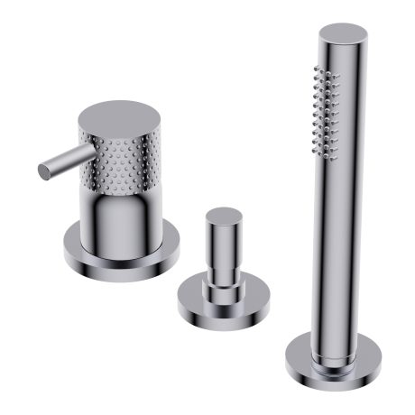 Diametro35 Impronte Deck mounted bath group - single lever mixer with two outlets with automatic diverter hand shower/overflow Ø24mm brass hand shower with 1.800mm flexible hose