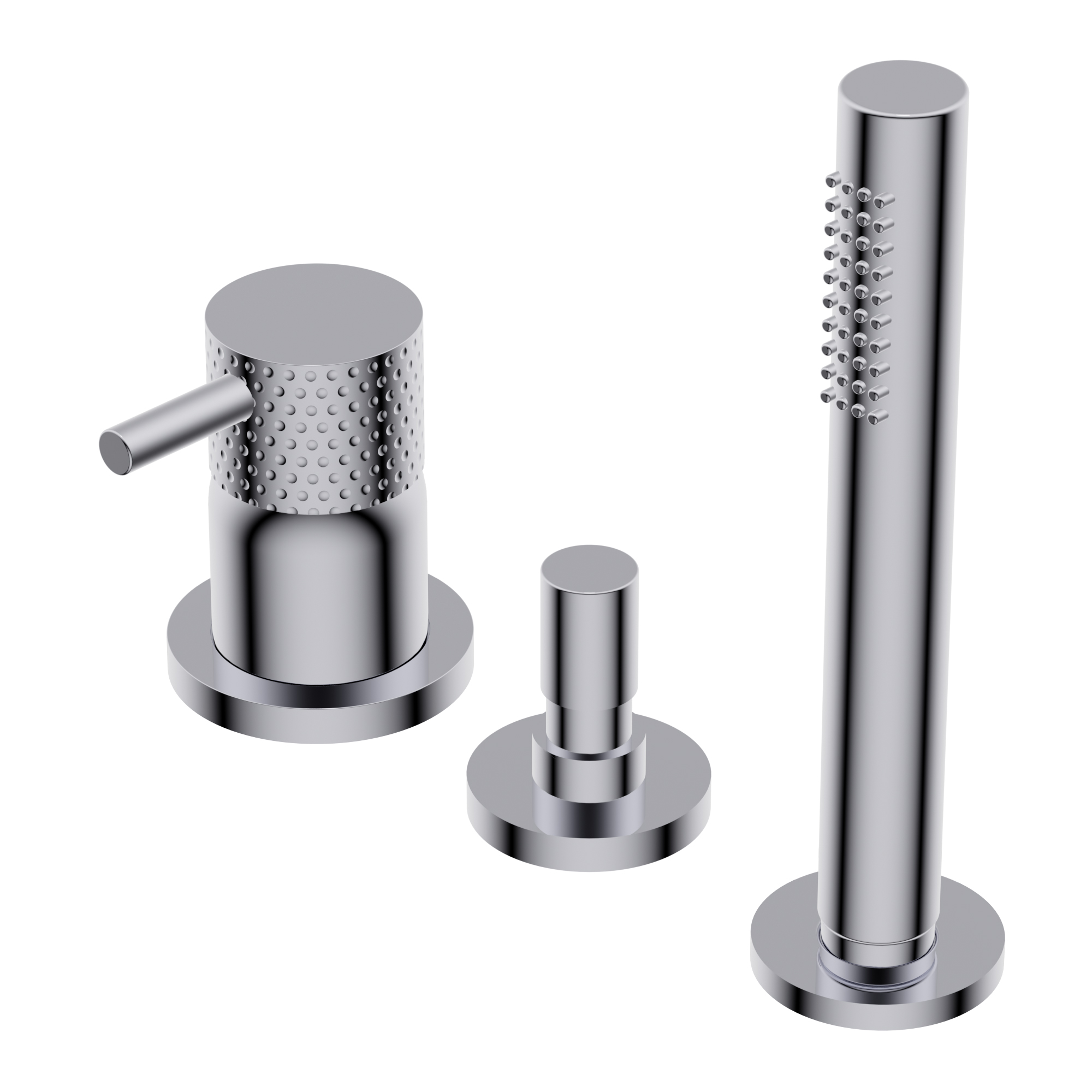 Diametro35 Impronte Deck mounted bath group - single lever mixer with two outlets with automatic diverter hand shower/overflow Ø24mm brass hand shower with 1.800mm flexible hose