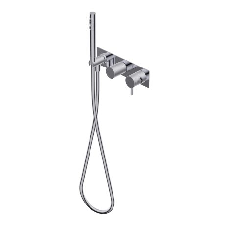 Diametro35 Impronte Outer parts for built-in single lever bath/shower mixer, two/three ways with rotative diverter - external plate Ø24mm brass hand shower with 1.500mm flexible hose