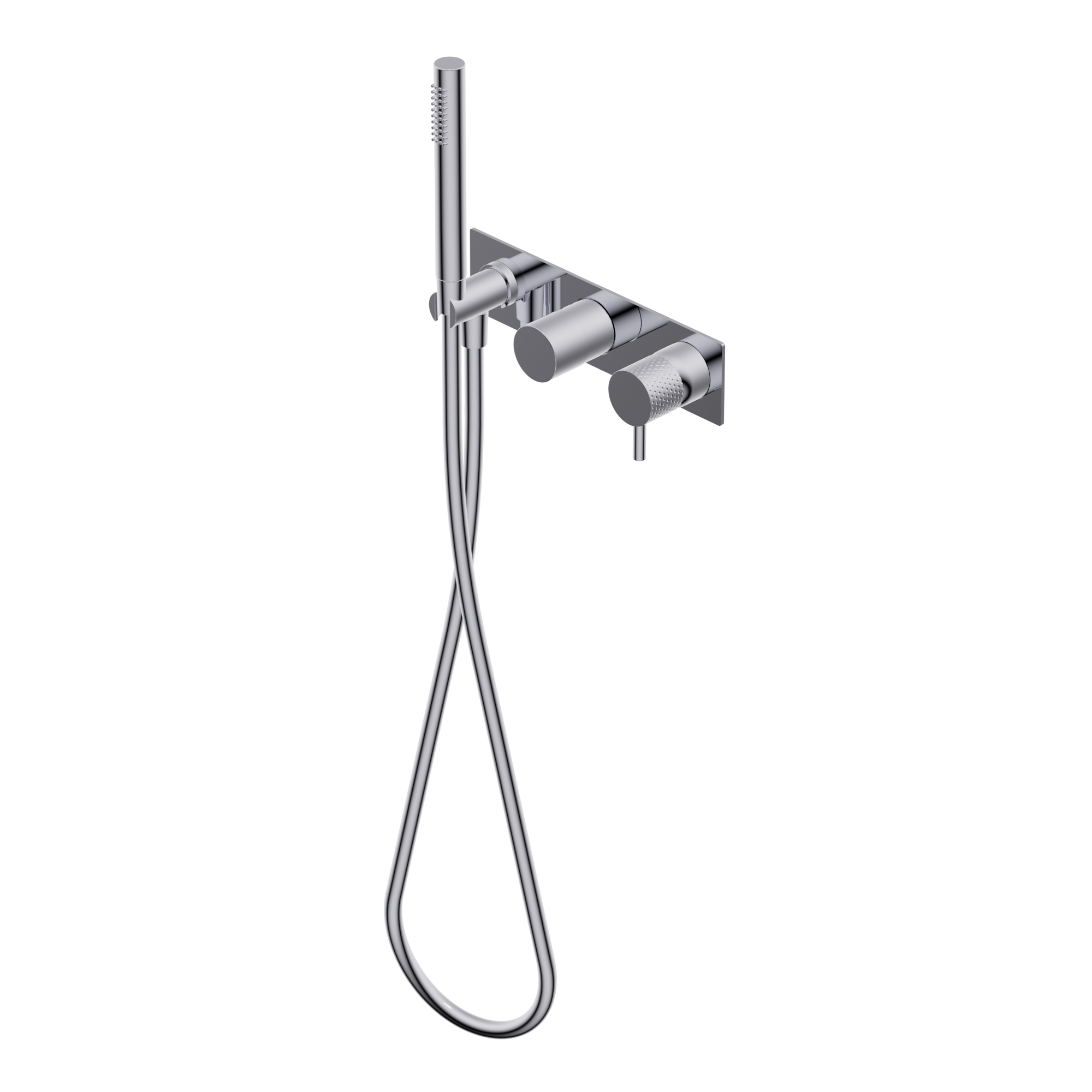 Diametro35 Impronte Outer parts for built-in single lever bath/shower mixer, two/three ways with rotative diverter - external plate Ø24mm brass hand shower with 1.500mm flexible hose