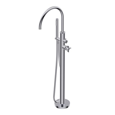 Diametro35 Cross Outer parts for standing floor bath group - two ways single lever with diverter hand shower/spout Ø24mm brass hand shower with 1.500mm flexible hose