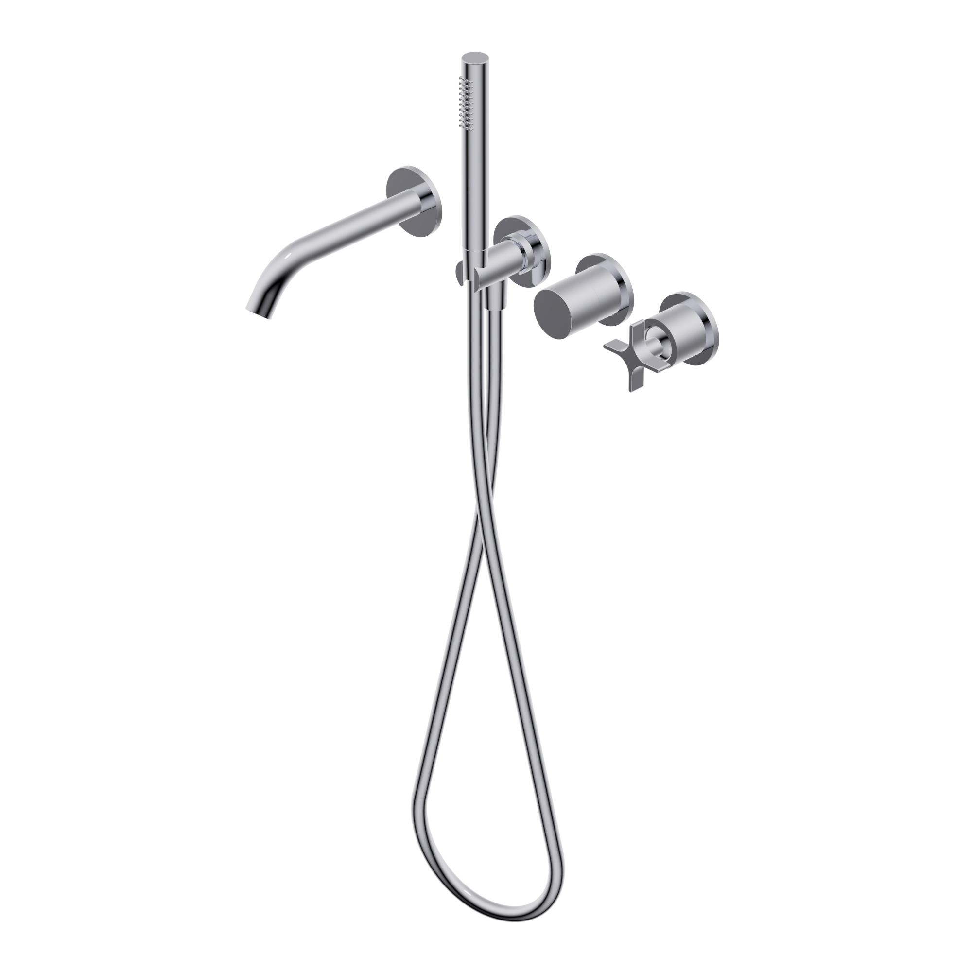 Diametro35 Cross Outer parts for built-in single lever bath mixer, two/three ways with rotative diverter - spout L=200mm Ø24mm brass hand shower with 1.500mm flexible hose