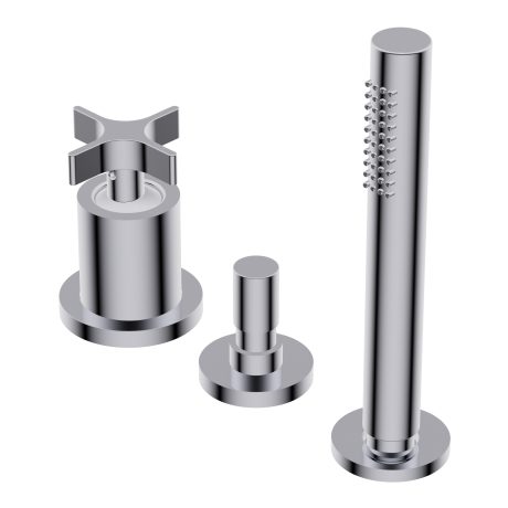 Diametro35 Cross Deck mounted bath group - single lever mixer with two outlets with automatic diverter hand shower/overflow ?24mm brass hand shower with 1.800mm flexible hose