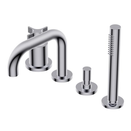 Diametro35 Cross Deck mounted bath group - single lever mixer with two outlets with automatic diverter square spout/hand shower square spout H=138mm L=150mm ?24mm brass hand shower with 1.800mm flexible hose