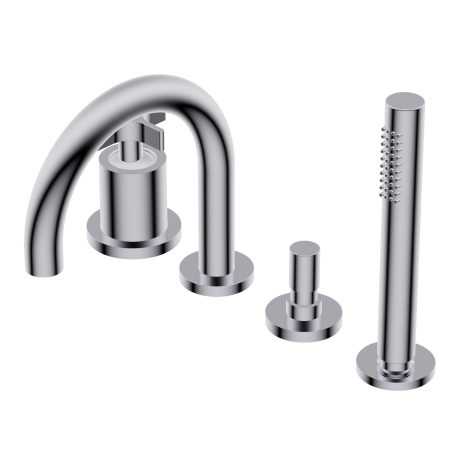 Diametro35 Cross Deck mounted bath group - single lever mixer with two outlets with automatic diverter spout/hand shower spout H=173mm L=150mm Ø24mm brass hand shower with 1.800mm flexible hose