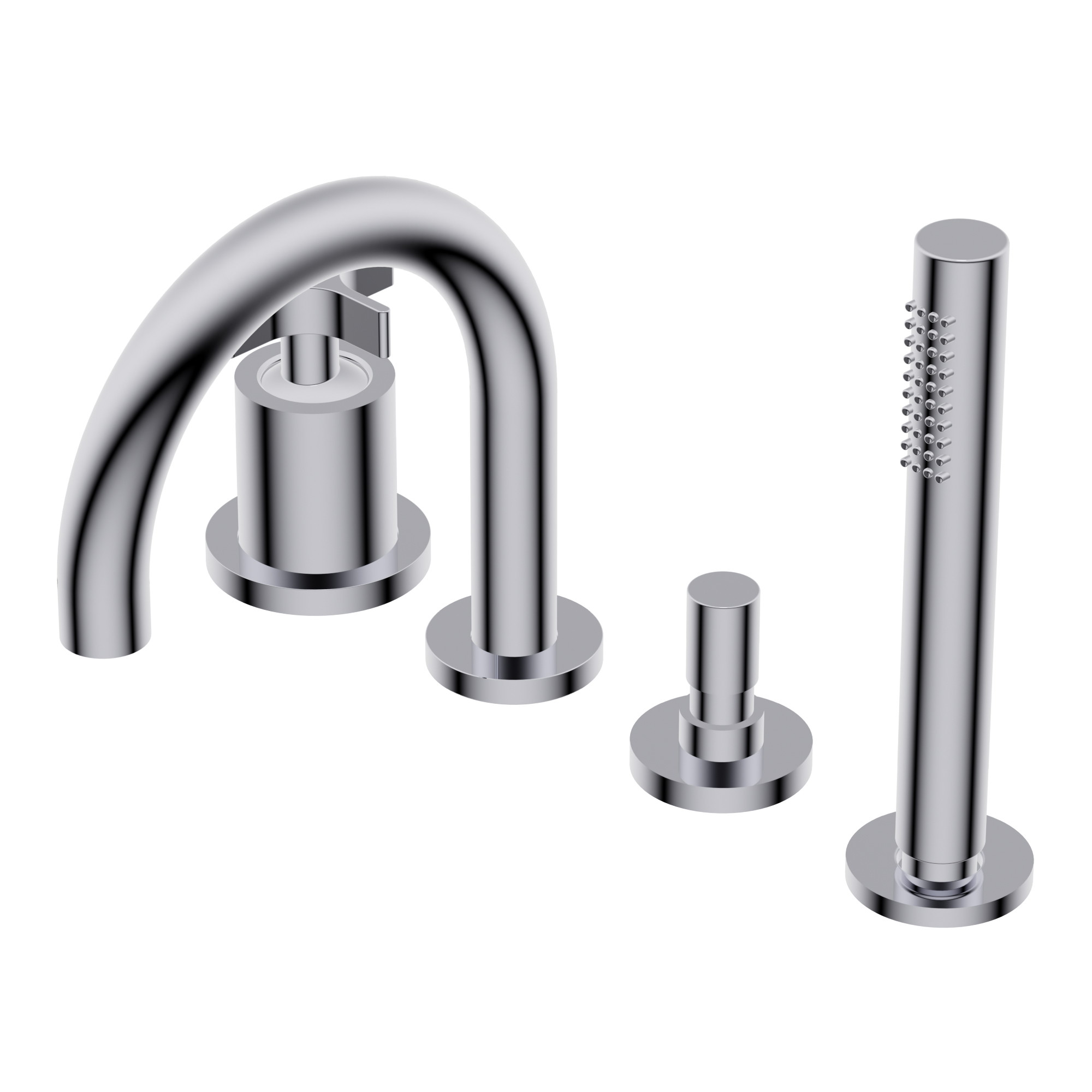Diametro35 Cross Deck mounted bath group - single lever mixer with two outlets with automatic diverter spout/hand shower spout H=173mm L=150mm Ø24mm brass hand shower with 1.800mm flexible hose