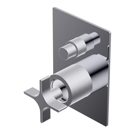 Diametro35 Cross Outer parts for built-in single lever bath/shower mixer, two ways - automatic diverter bath/shower