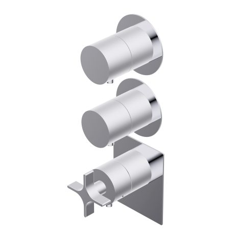 Diametro35 Cross Outer parts for built-in thermostatic mixer - flow regulator filters and non return valves two separate exits installation in both vertical and horizontal position