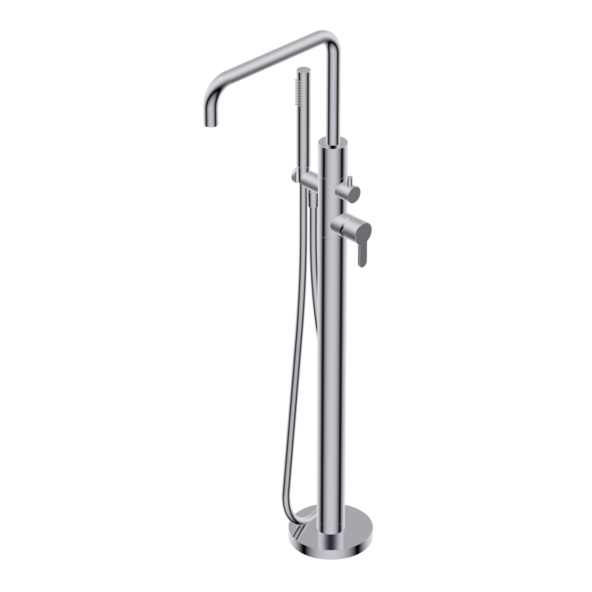 Diametro35 Elegance Outer parts for standing floor bath group - two ways single lever with diverter hand shower/square spout Ø24mm brass hand shower with 1.500mm flexible hose