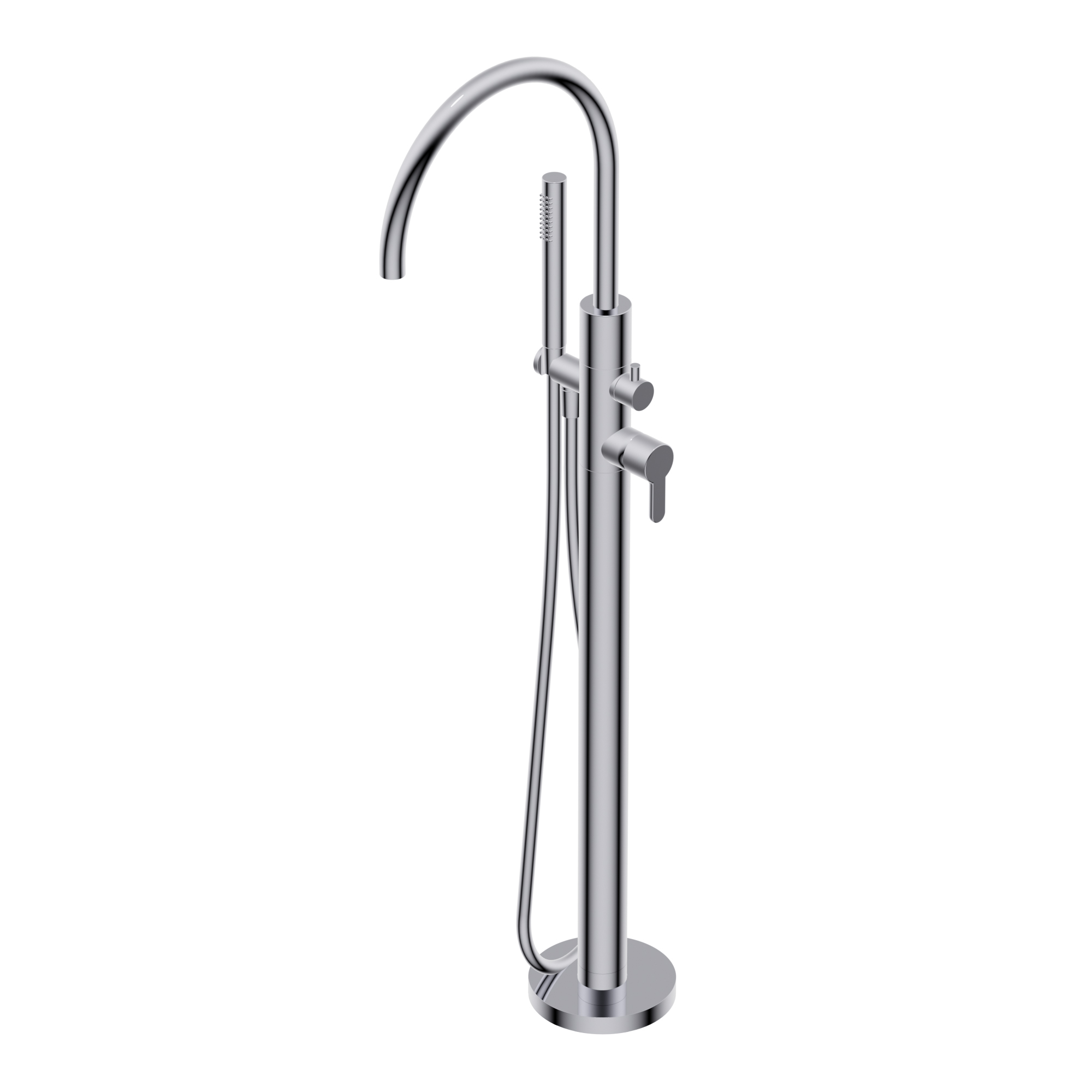 Diametro35 Elegance Outer parts for standing floor bath group - two ways single lever with diverter hand shower/spout Ø24mm brass hand shower with 1.500mm flexible hose