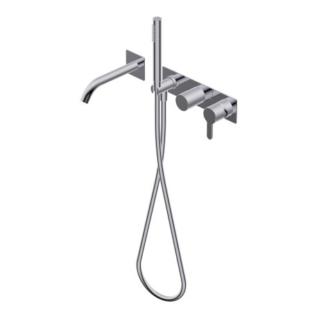 Diametro35 Elegance Outer parts for built-in single lever bath mixer, two/three ways with rotative diverter - spout L=200mm external plate Ø24mm brass hand shower with 1.500mm flexible hose