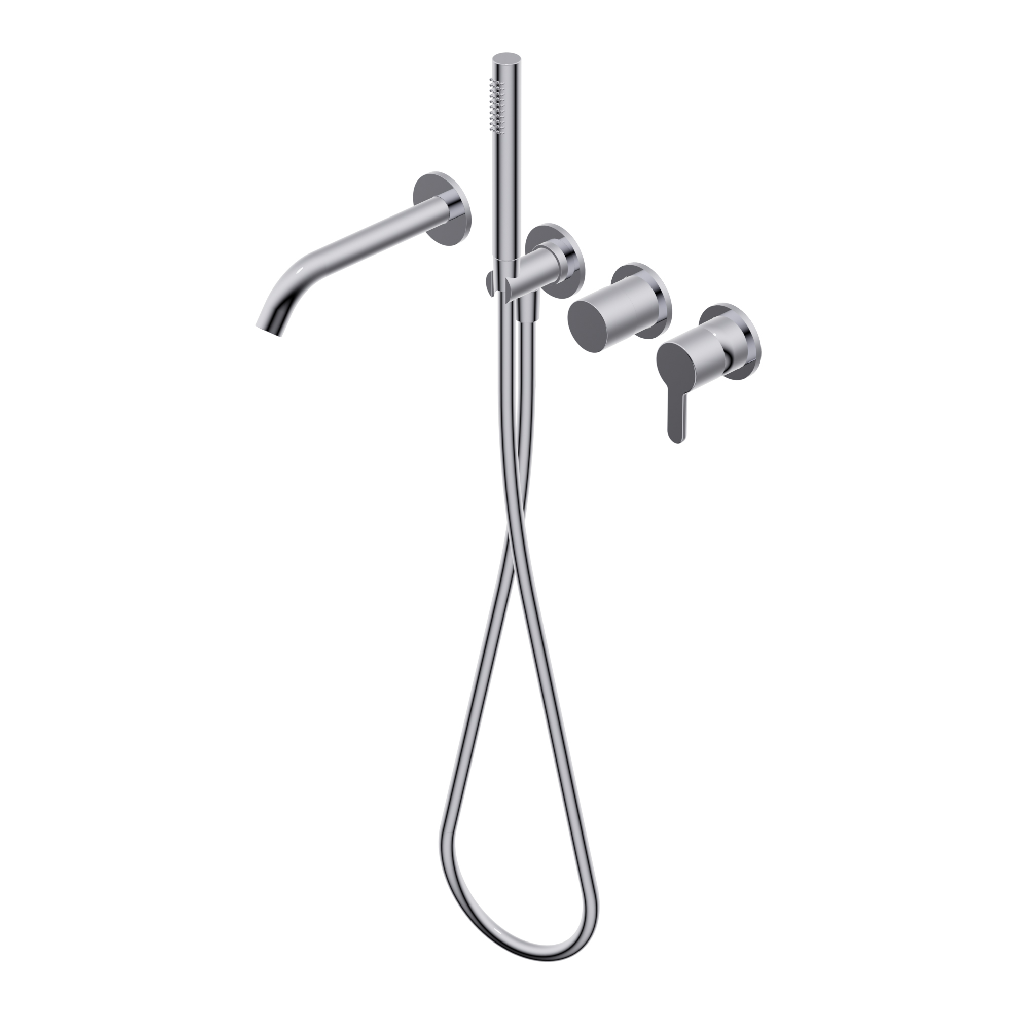 Diametro35 Elegance Outer parts for built-in single lever bath mixer, two/three ways with rotative diverter - spout L=200mm Ø24mm brass hand shower with 1.500mm flexible hose
