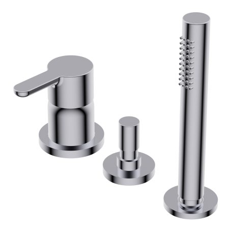 Diametro35 Elegance Deck mounted bath group - single lever mixer with two outlets with automatic diverter hand shower/overflow ?24mm brass hand shower with 1.800mm flexible hose