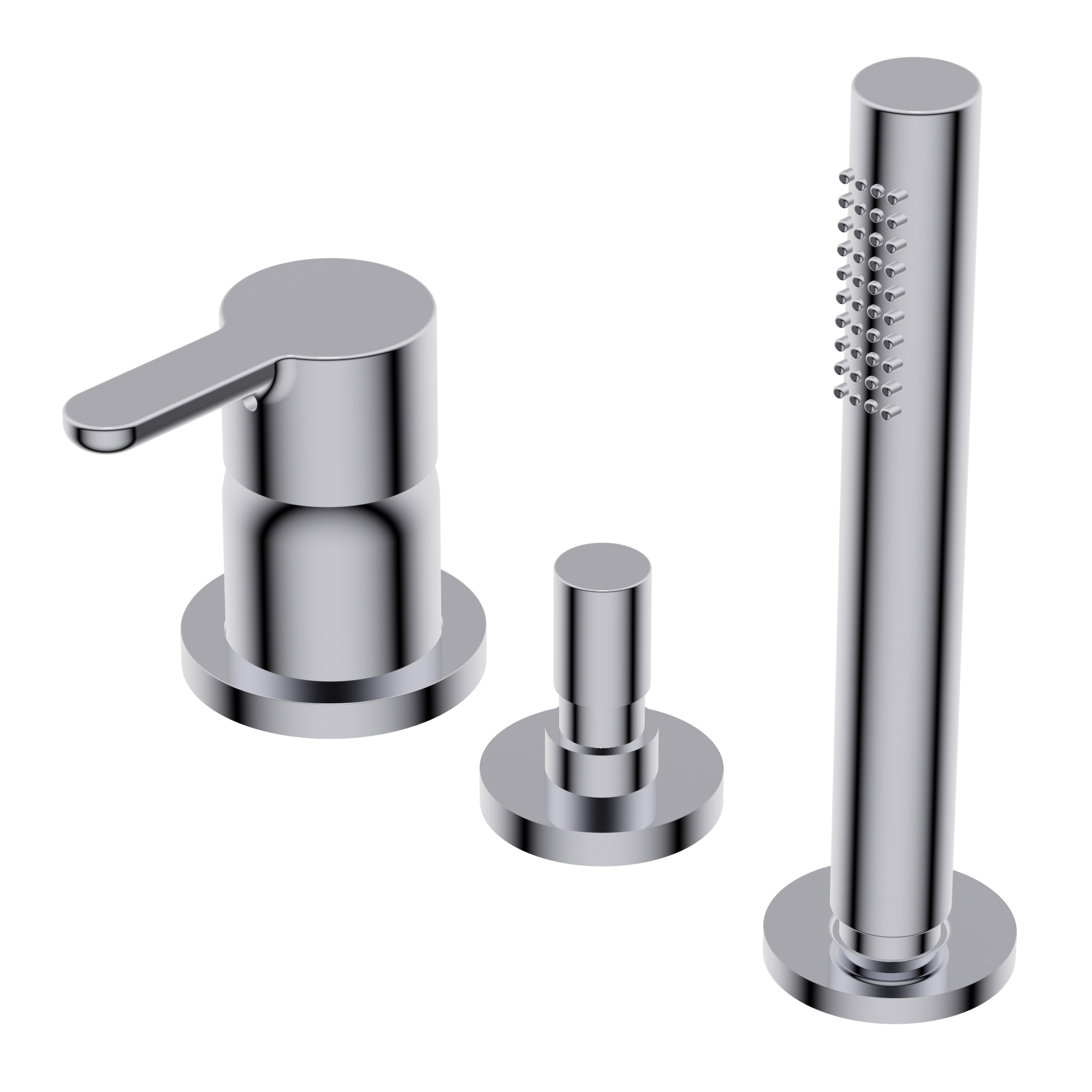 Diametro35 Elegance Deck mounted bath group - single lever mixer with two outlets with automatic diverter hand shower/overflow ?24mm brass hand shower with 1.800mm flexible hose