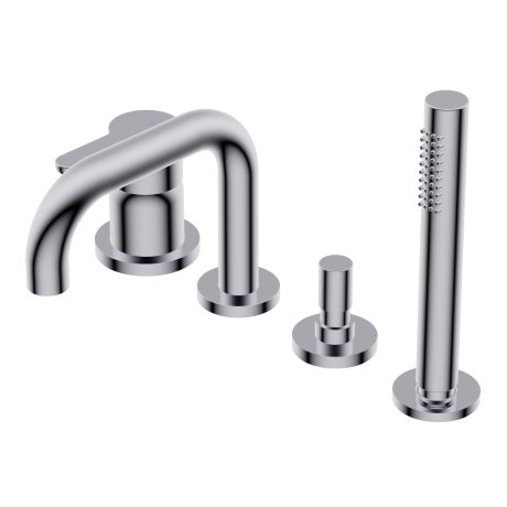 Diametro35 Elegance Deck mounted bath group - single lever mixer with two outlets with automatic diverter spout/hand shower spout H=175mm L=150mm Ø24mm brass hand shower with 1.800mm flexible hose external plate