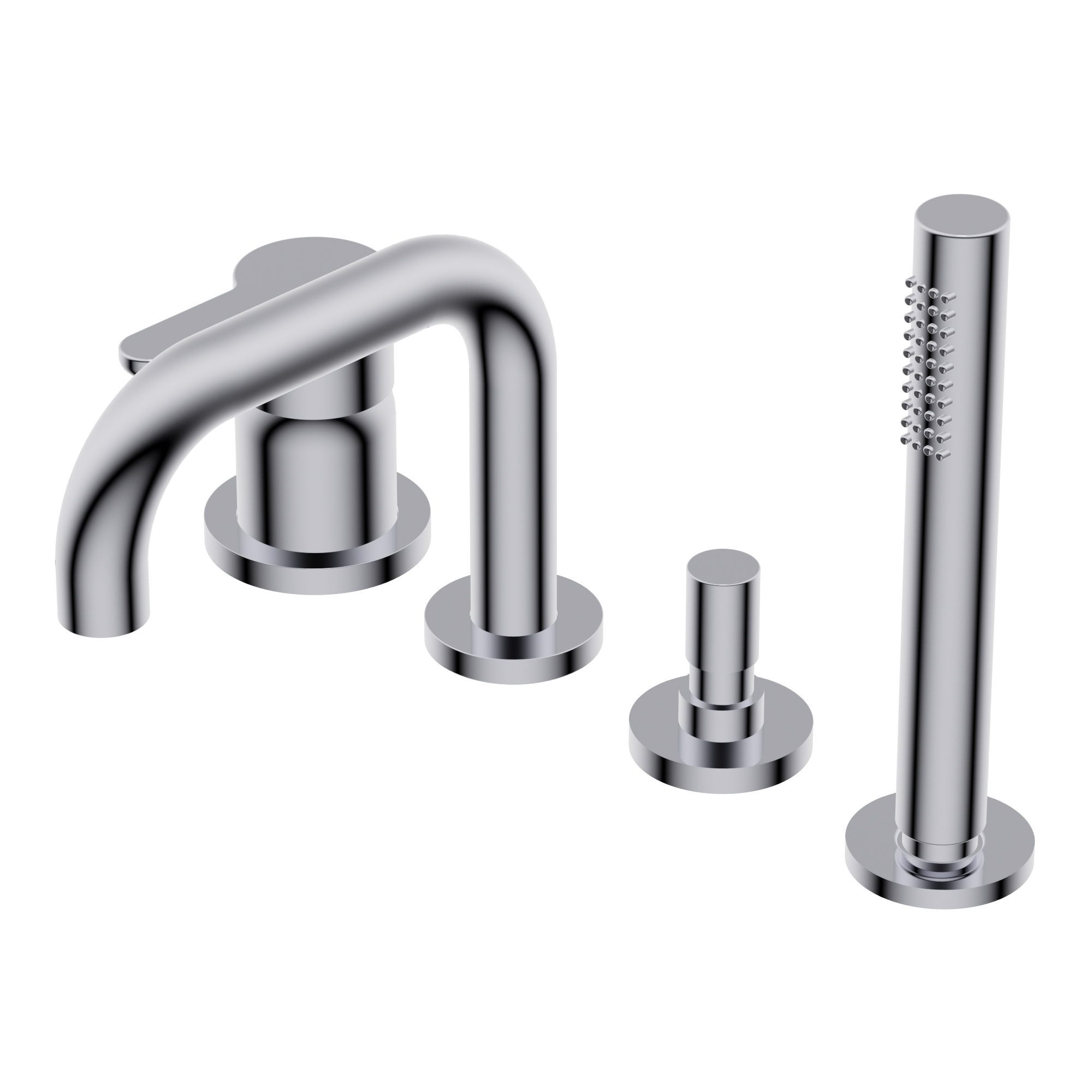 Diametro35 Elegance Deck mounted bath group - single lever mixer with two outlets with automatic diverter spout/hand shower spout H=175mm L=150mm Ø24mm brass hand shower with 1.800mm flexible hose external plate