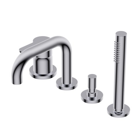 Diametro35 Elegance Deck mounted bath group - single lever mixer with two outlets with automatic diverter square spout/hand shower square spout H=138mm L=150mm Ø 24mm brass hand shower with 1.800mm flexible hose